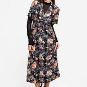 Reynard Fox Floral Print Midi Shirt Dress Size 8